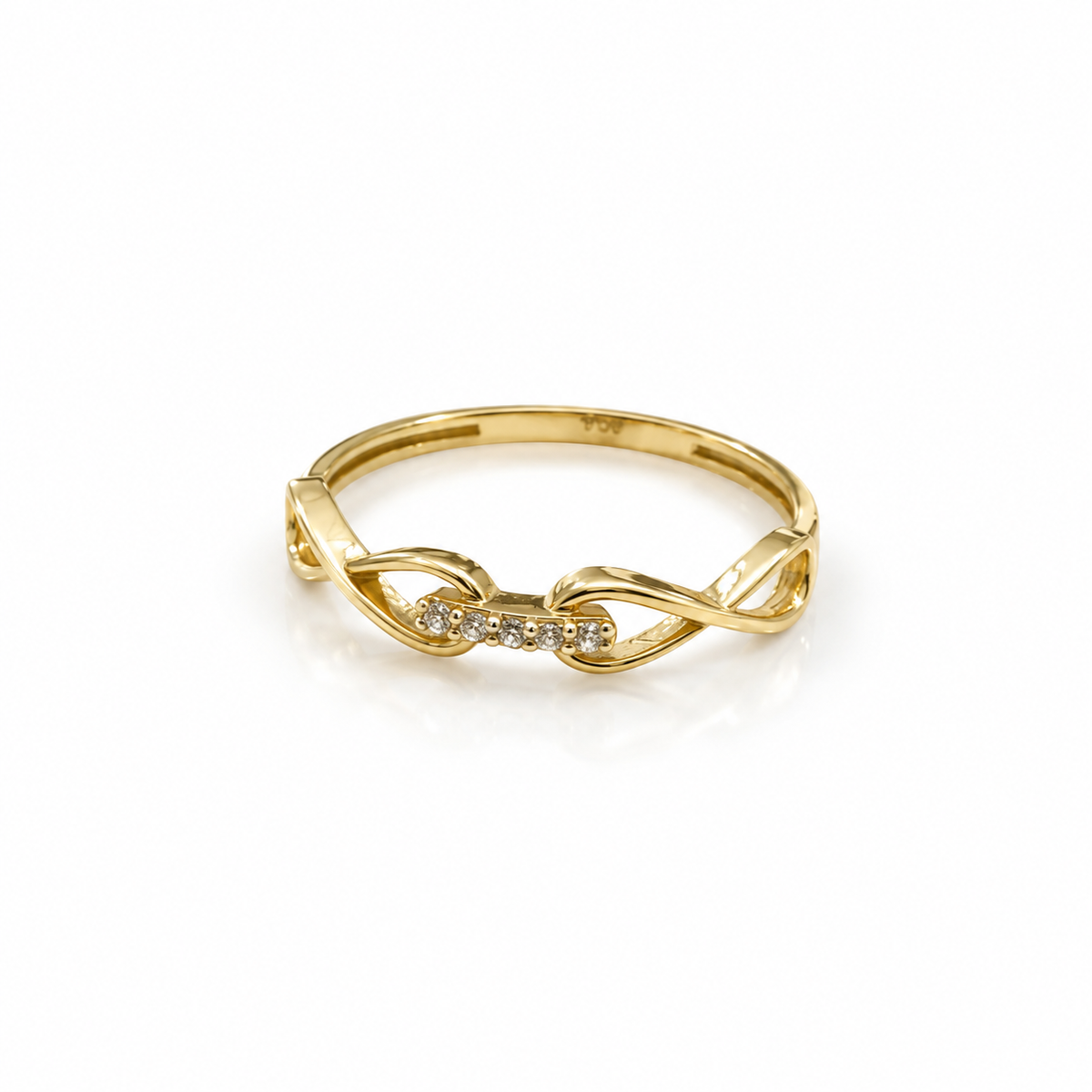 Double Infinity Solitaire Ring / 1.21 g / Size 7 / 18K Italian Gold