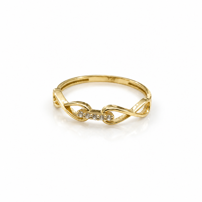 Double Infinity Solitaire Ring / 1.21 g / Size 7 / 18K Italian Gold