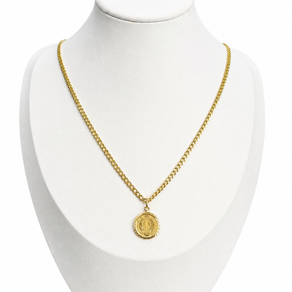 Cadena cubana con colgante / 4.53g/ 45cm/ 4mm/ Oro italiano 18k