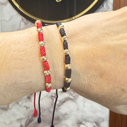 7-Knot Bracelet Duo with No. 5 Gold Beads