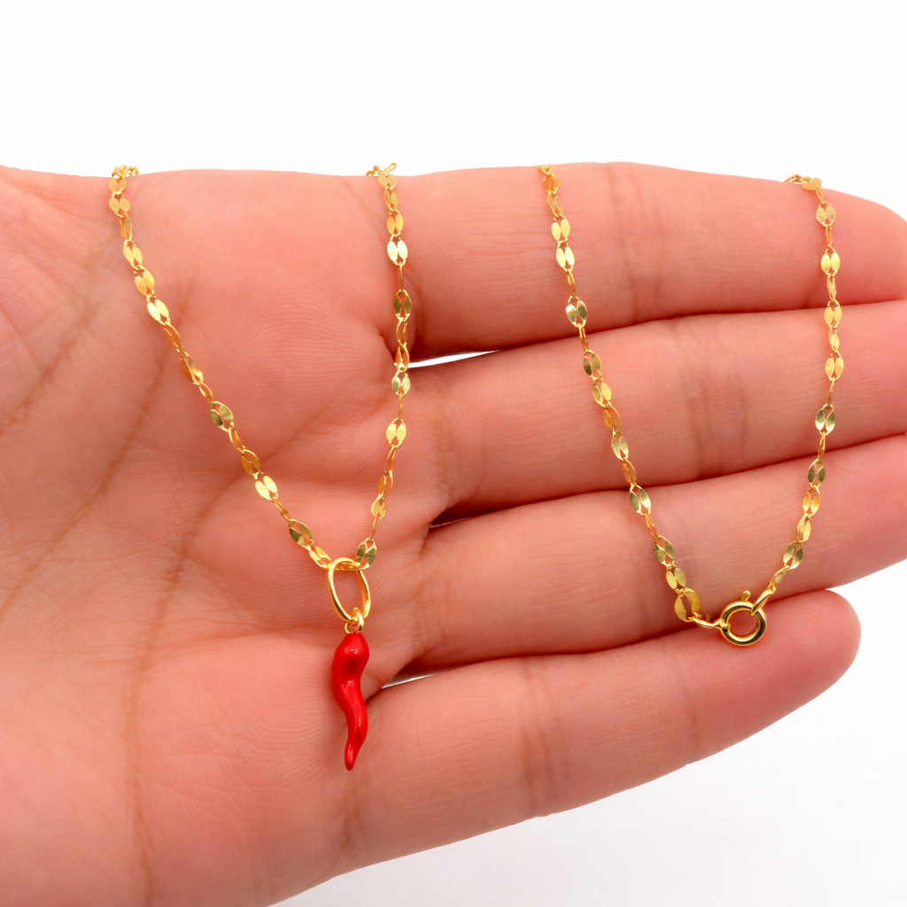 MIRROR LINK CHAIN WITH HORN PENDANT