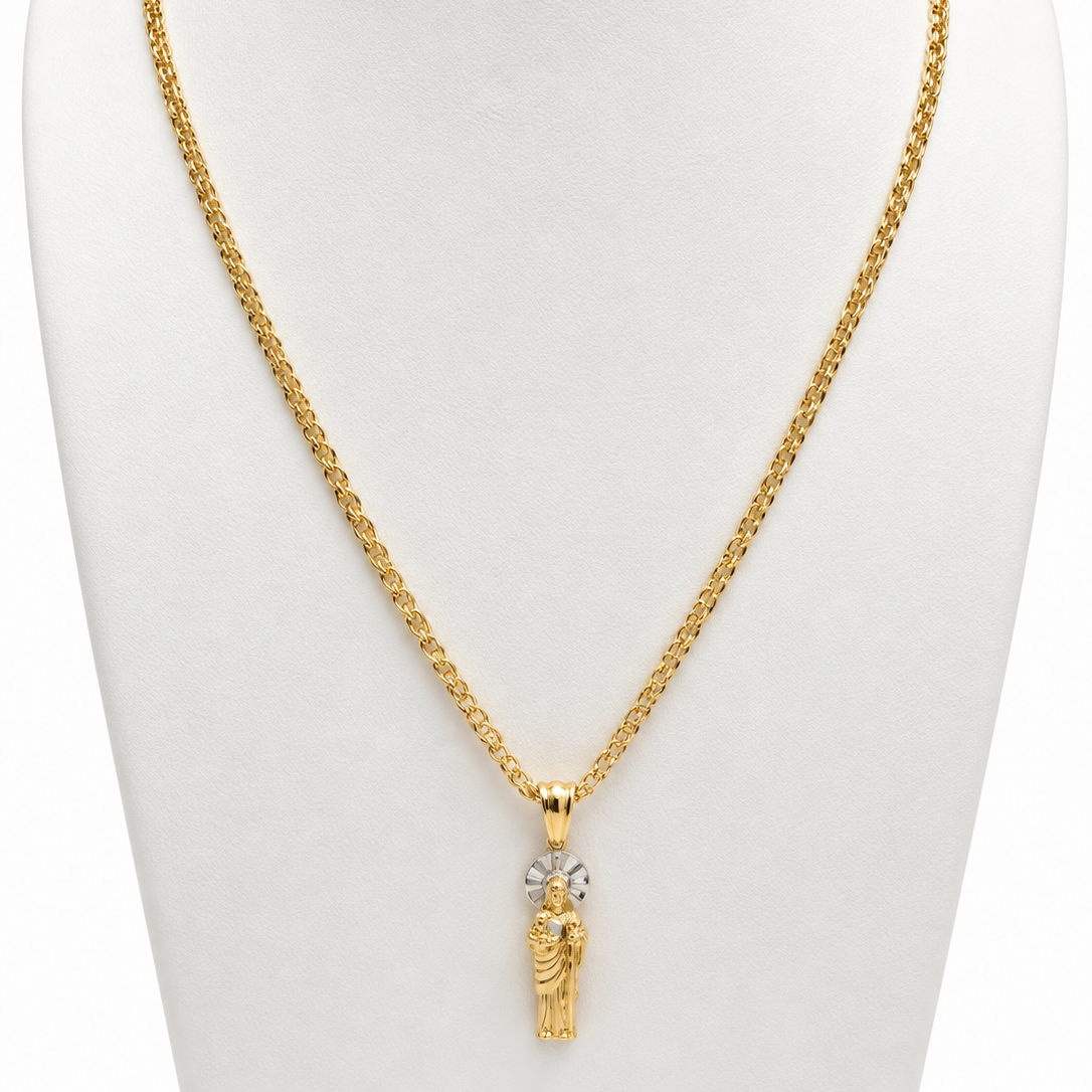 Bismarck Chain with Two-Tone Pendant / 10.23 gr / 60 cm / 3 mm / 18K Italian Gold
