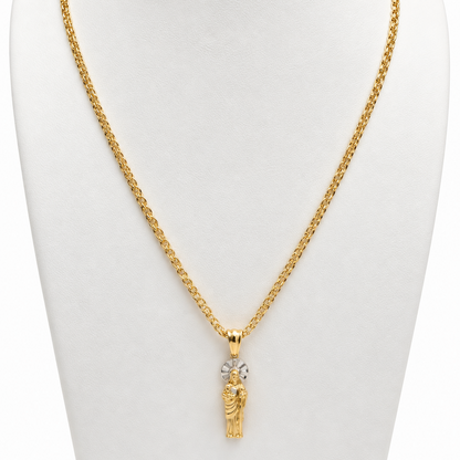 Bismarck Chain with Two-Tone Pendant / 10.23 gr / 60 cm / 3 mm / 18K Italian Gold