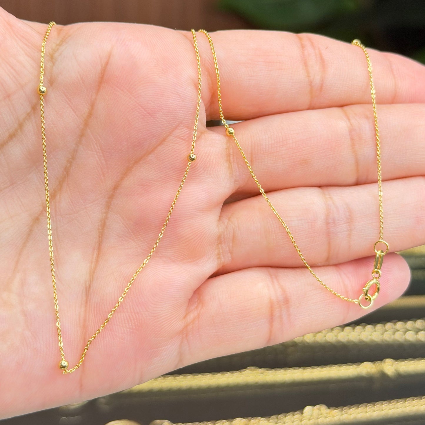 Minimalist Satellite Bead Chain
 1.33g/ 45cm/ 1mm/ 18K Italian Gold