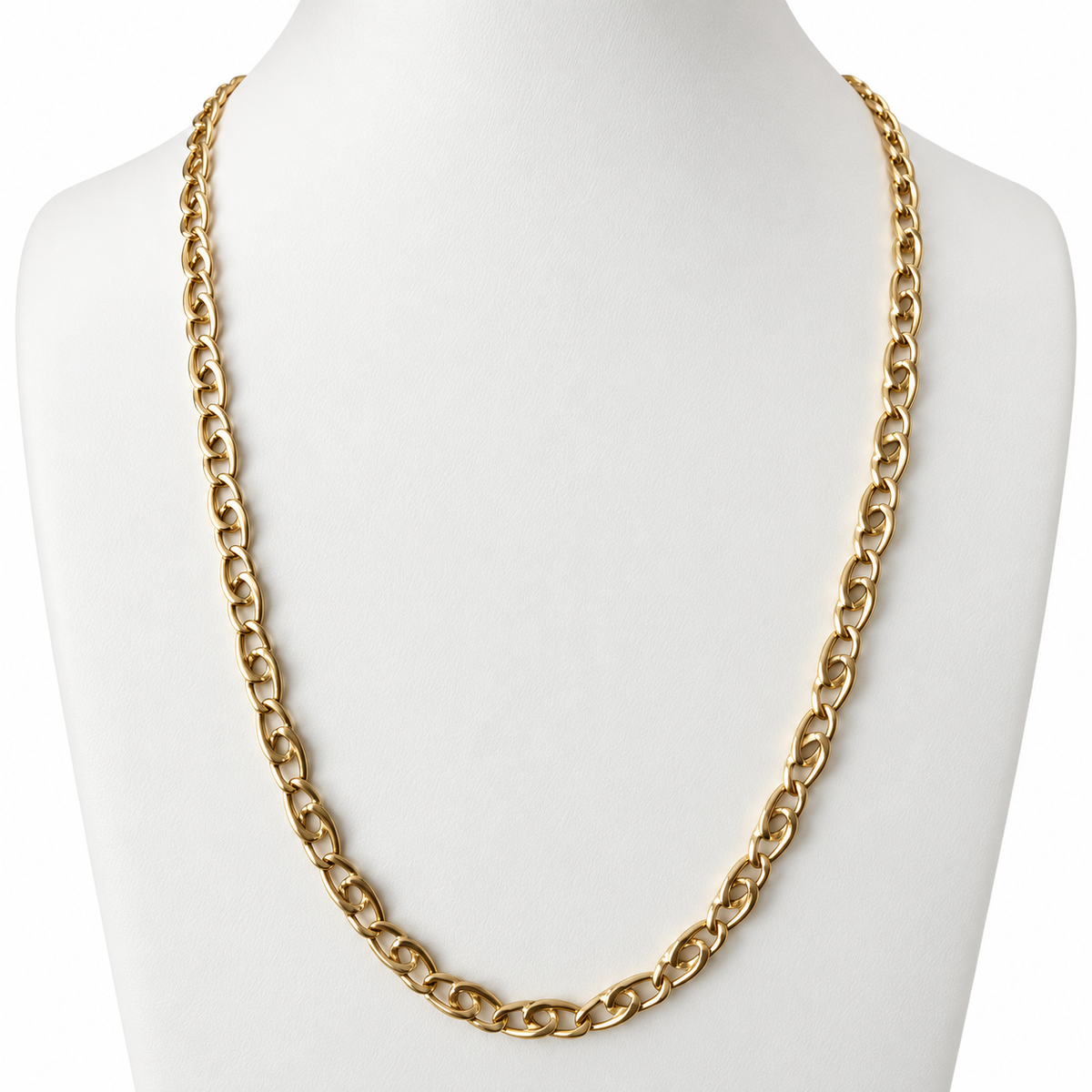 Tiger Eye Link Chain/ 13.45g/ 60cm/ 5mm/ 18K Italian Gold