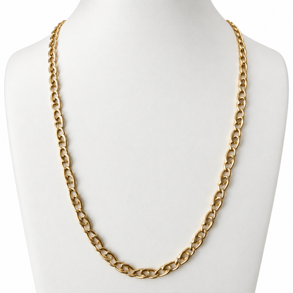 Tiger Eye Link Chain/ 13.45g/ 60cm/ 5mm/ 18K Italian Gold