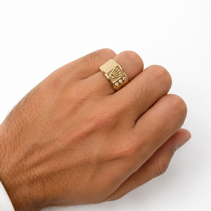 Rolex Crown Ring / 3.17 gr / Size 9 / 7 mm / 18K Gold