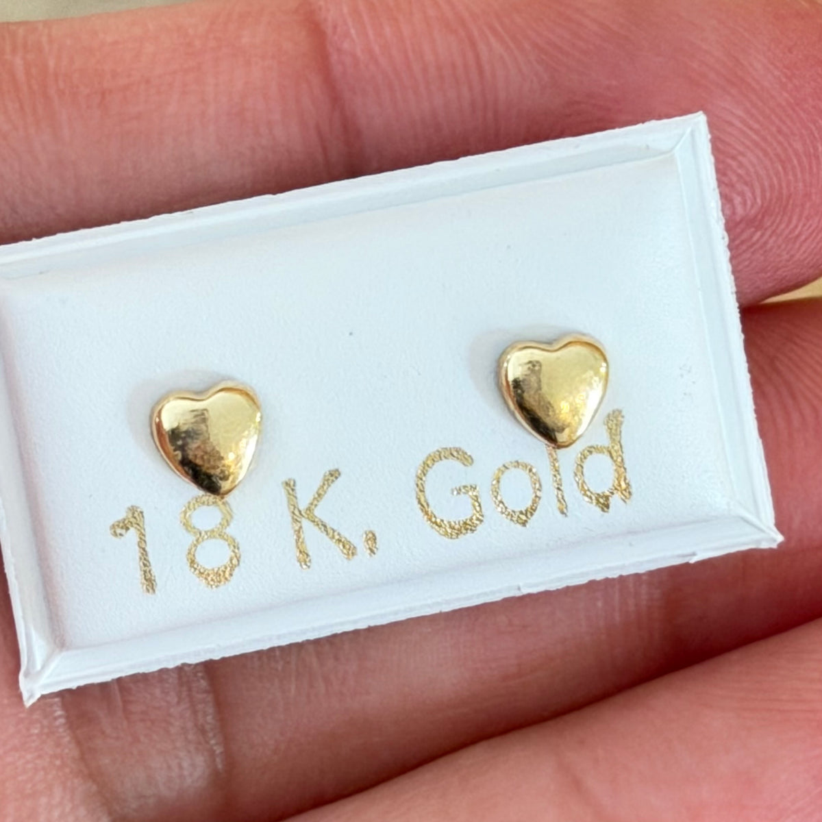 Heart Stud Earrings / Pza  / 0.5mm/ 18K Italian Gold