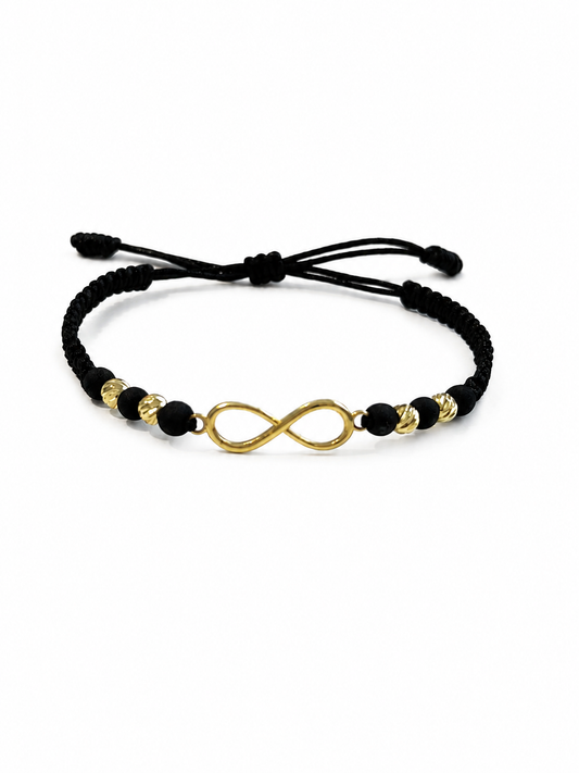 Infinity Bracelet with gold beads