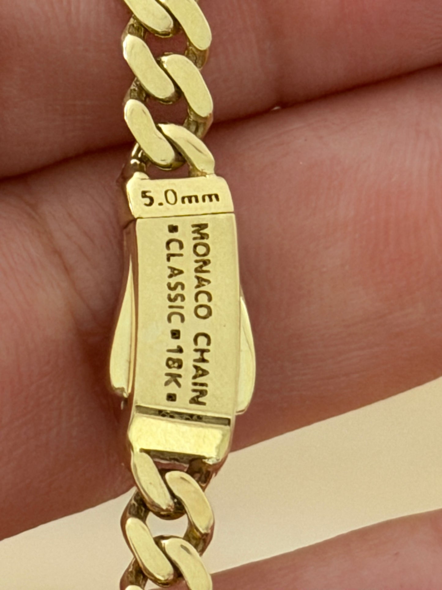 CADENA MÓNACO / 18,57 g/ 60 cm/ 5 mm/ ORO ITALIANO de 18k
