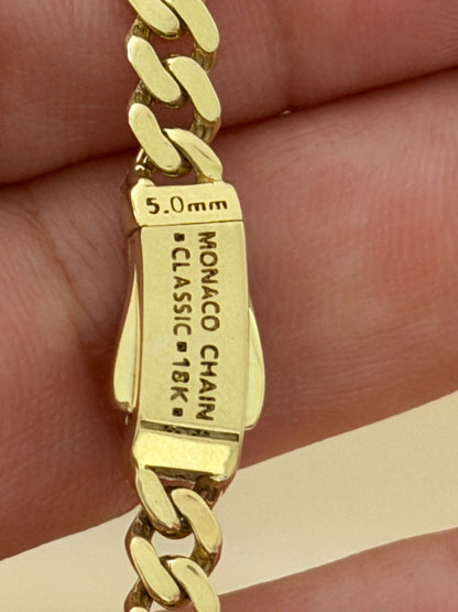 CADENA MÓNACO / 18,57 g/ 60 cm/ 5 mm/ ORO ITALIANO de 18k