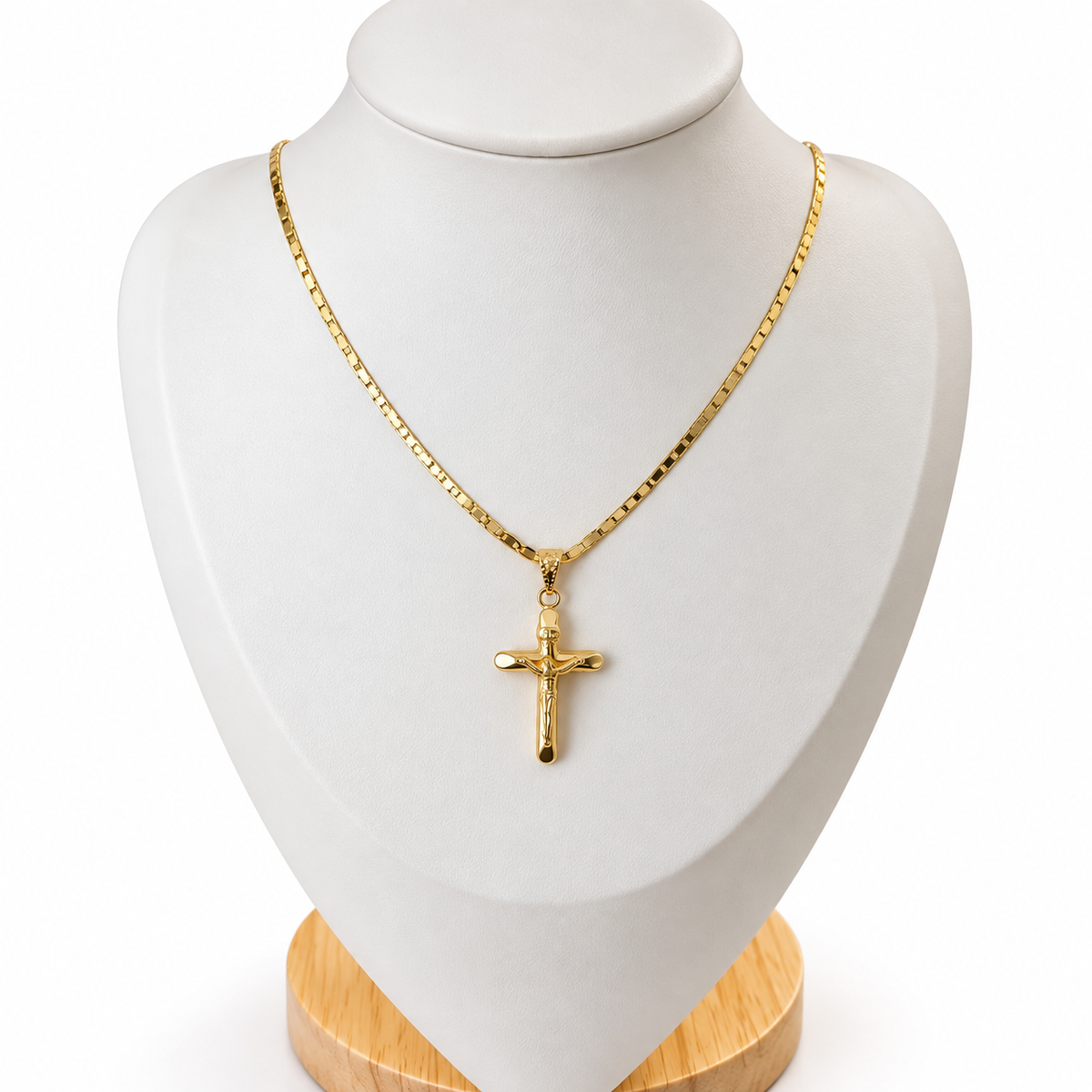 Crucifix Pendant Necklace / 3.51 gr / 45 cm / 2 mm / Pendant 1.08 gr / 3 cm / 18K Italian Gold