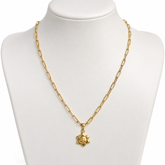 Clip Chain with Sun Pendant / 3.14 gr / 45 cm / 3 mm / 18K Italian Gold
