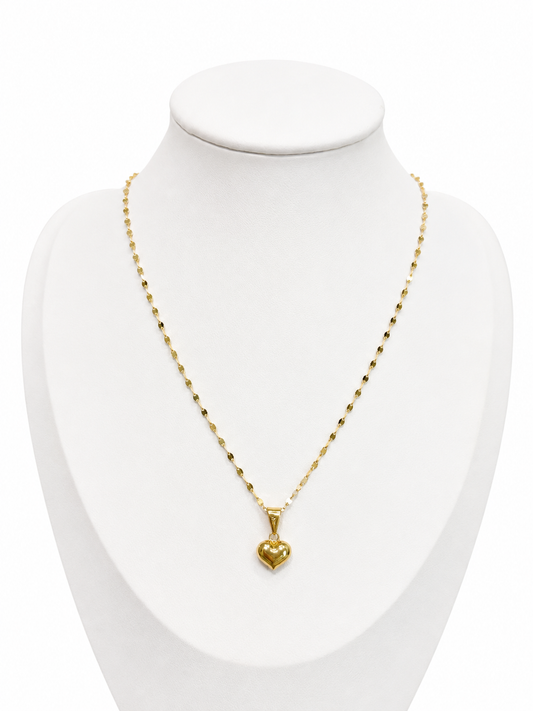 Flower Mirror Chain With Heart Pendant/ 1.6g/ 45cm
