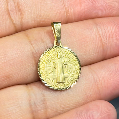 Solid Saint Benedict Medal Pendant / 2.78 gr / 2 cm / 18K Italian Gold