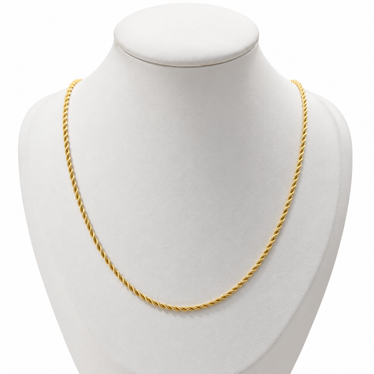 Mini Rope Chain / 1.7 gr / 50 cm / 2 mm / 18K Italian Gold