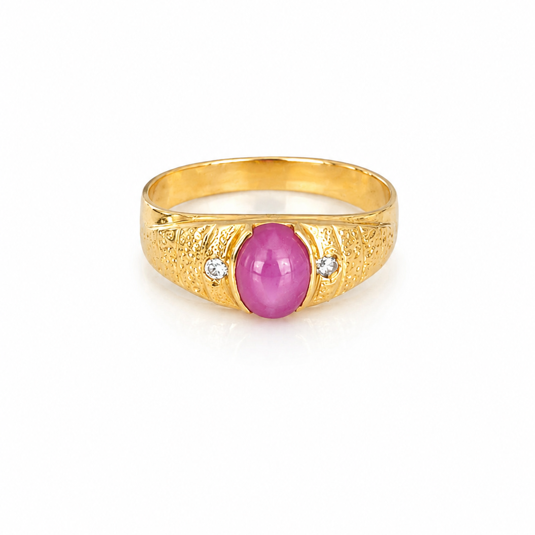 Pink Star Sapphire Ring / 2.8 gr / Size 9 1/2 / 18K Gold