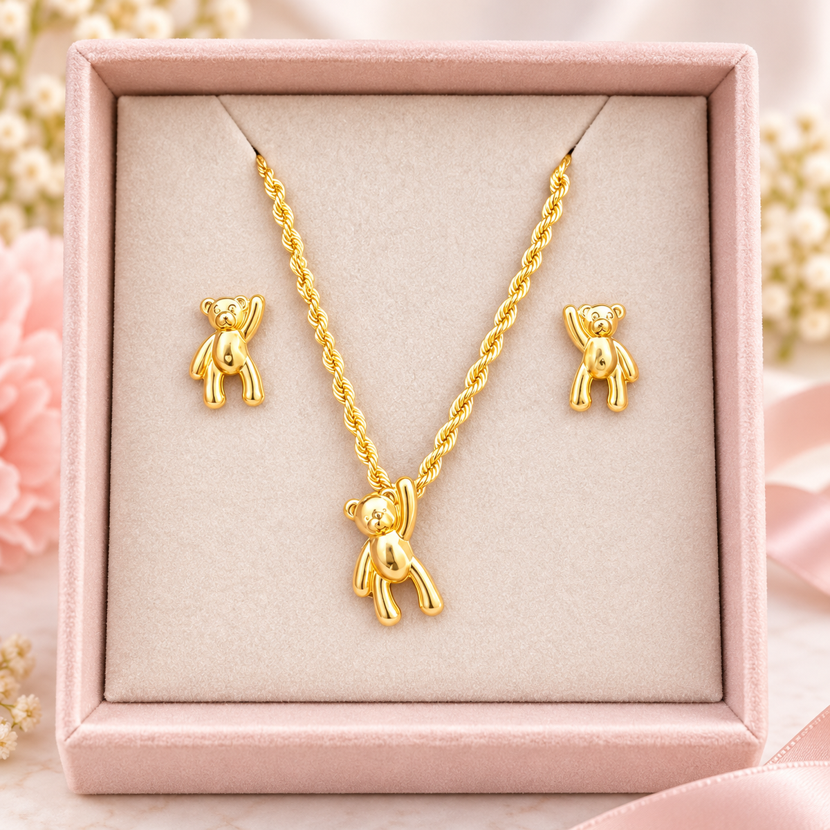 Chain, Pendant & Earrings Set/ 3.18g/ 40cm/ Earrings /0.9 /18K Gold