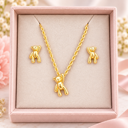 Chain, Pendant & Earrings Set/ 3.18g/ 40cm/ Earrings /0.9 /18K Gold