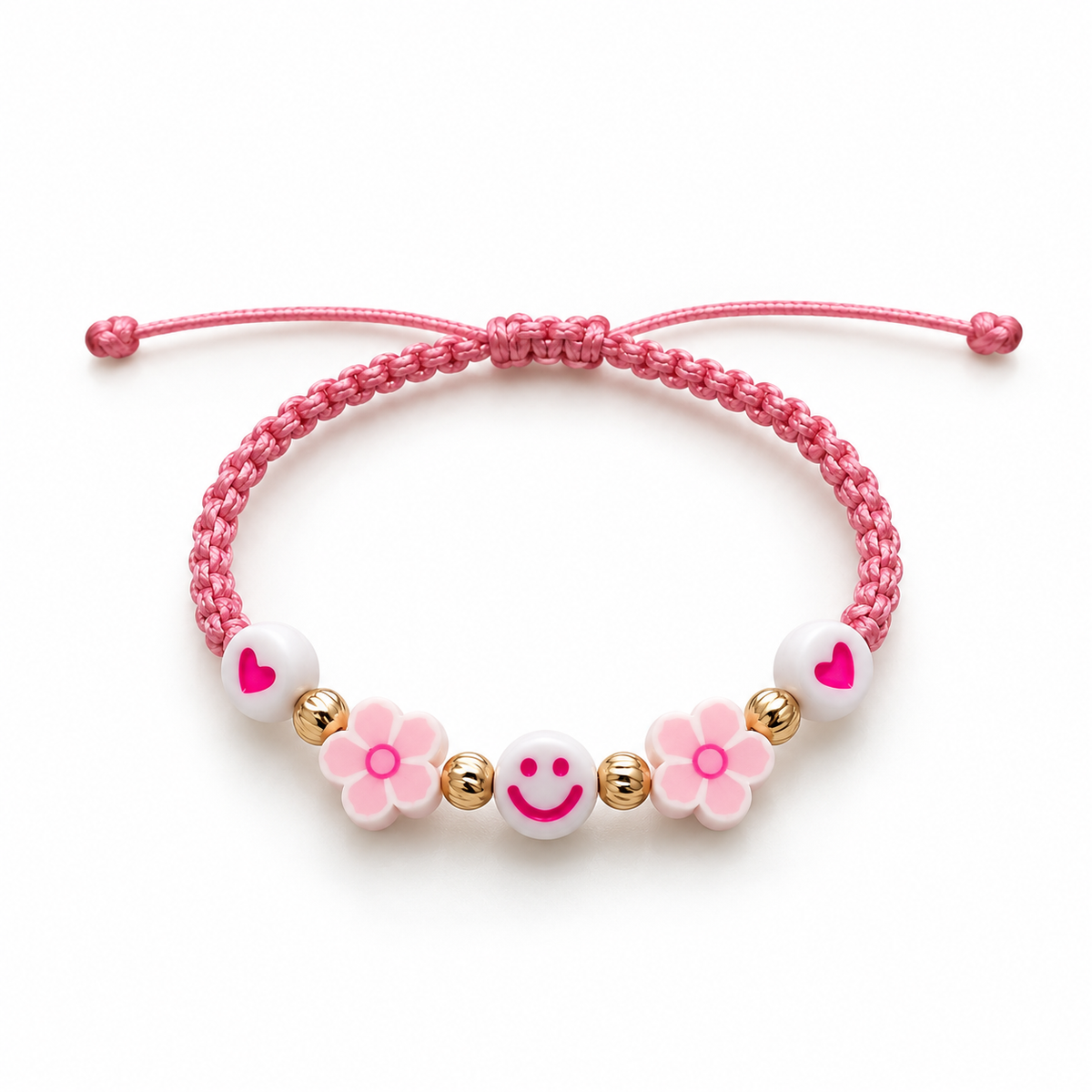 Pink Flowers & Smiles Bracelet