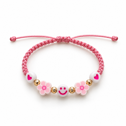 Pink Flowers & Smiles Bracelet