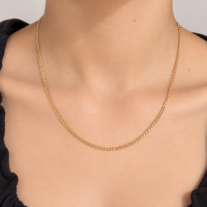 Cadena de Eslabones Cubana Maciza / 6.5 gr / 45 cm / 2 mm / Oro italiano de 18K