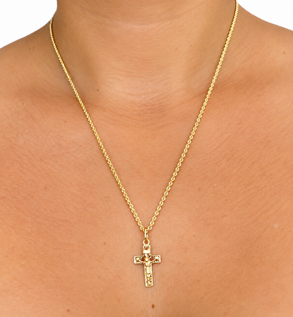Mini Rope Chain with Crucifix Pendant / 2.18 gr / 50 cm / 2 mm / 18K Italian Gold