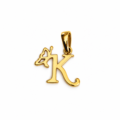 Initial K Butterfly Pendant/ 0.68gr / 1.5cm / 18K Italian Gold