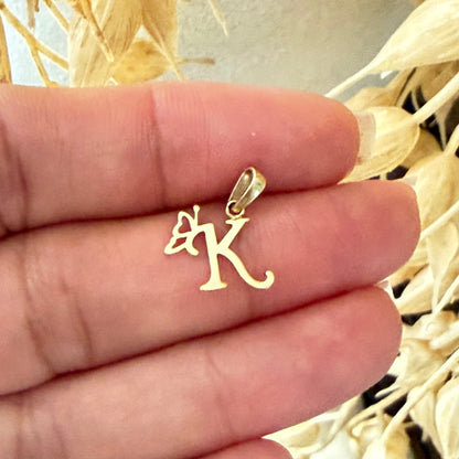 Initial K Butterfly Pendant/ 0.68gr / 1.5cm / 18K Italian Gold