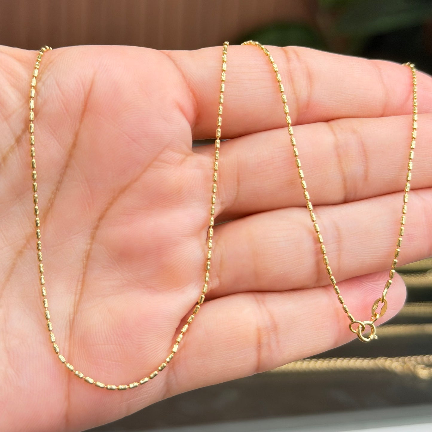Minimalist Bar Chain g1.93/ 45cm/ 1mm/ 18K Italian Gold
