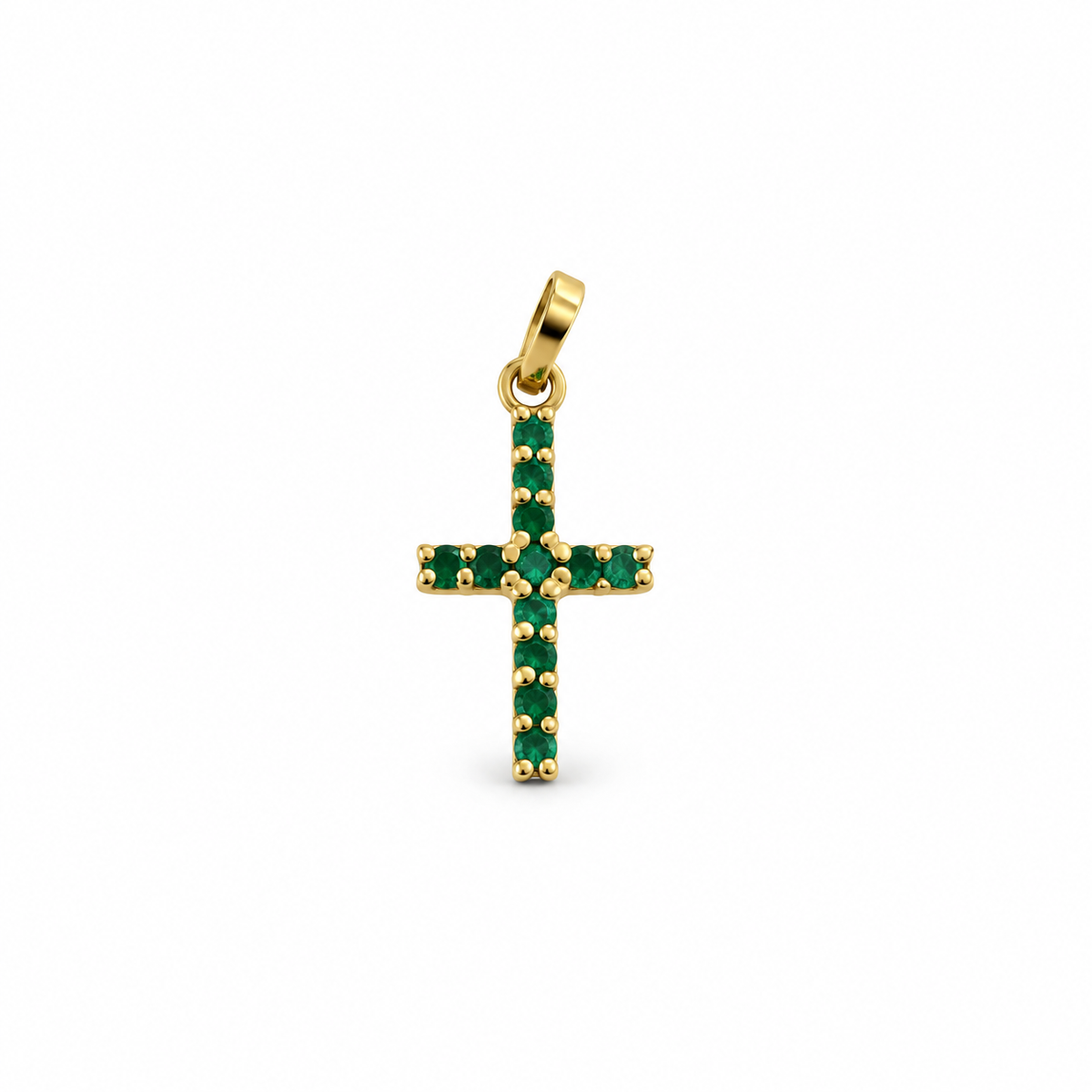 Emerald Cross Pendant
/ 1gr / 2.5cm / 18K Gold