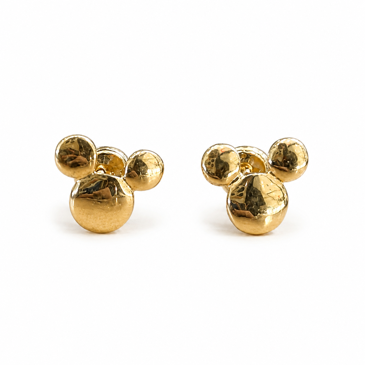 Pendientes de tuerca silueta de Mickey/1.40g / 10mm / Oro de 18K