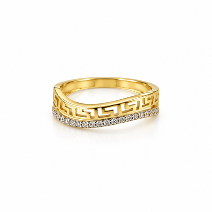 Versa Wave Zirconia Solitary Ring / 1.92 g / Size 6 / 18K Italian Gold