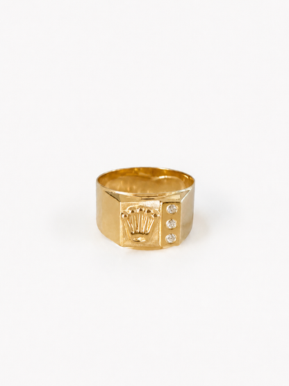 Rolex Crown Ring / 3.17 gr / Size 9 / 7 mm / 18K Gold