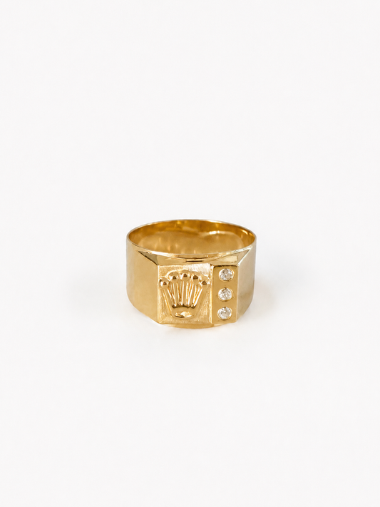 Rolex Crown Ring / 3.17 gr / Size 9 / 7 mm / 18K Gold