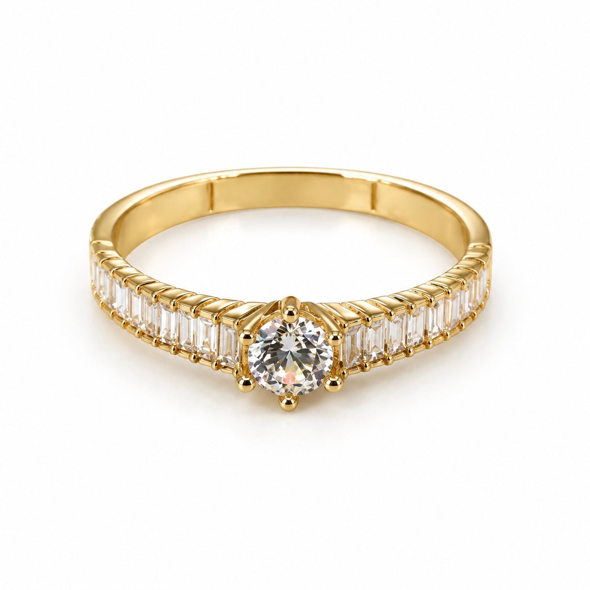 Stone Solitaire Ring / 1.77g / Size 7/ 18K Italian Gold