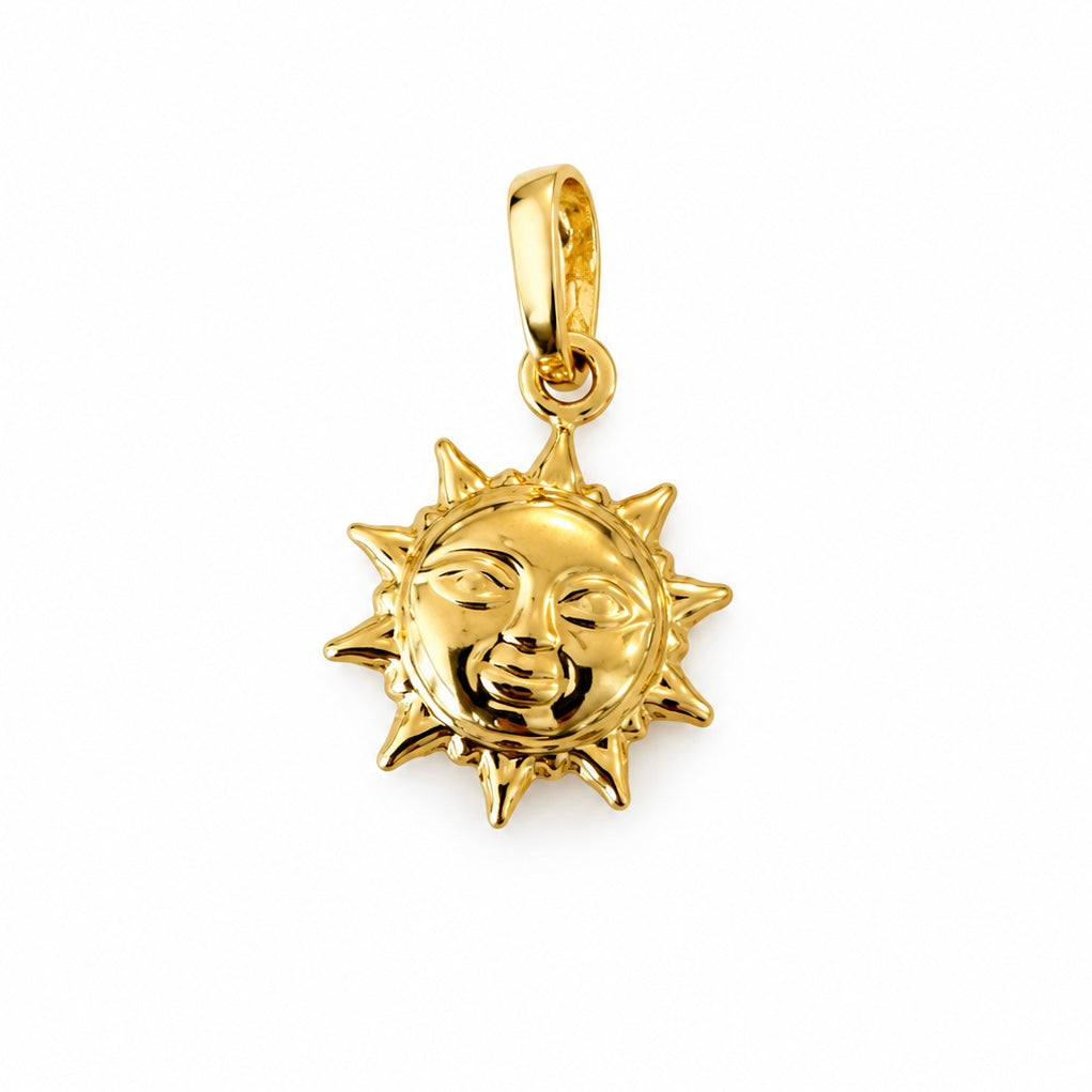 Smiling Sun Pendant / 0.77 gr / 1.8 cm / 18K Italian Gold
