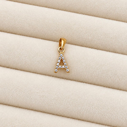 Letter A Pendant Zirconia / 0.66 gr / 1.4 cm / 18K Italian Gold