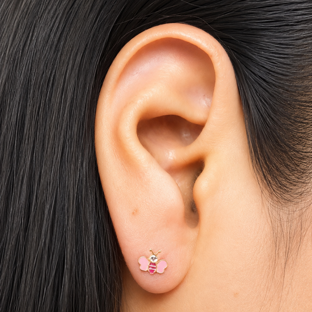 BEE EARRINGS / 4 MM / 18K ITALIAN GOLD