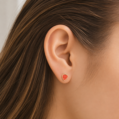 Pendientes de fresa /0,58g / 5mm / oro de 18K