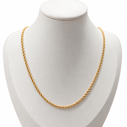 Cadena de Cuerda / 2.83 gr / 50 cm / 2 mm / Oro italiano de 18K