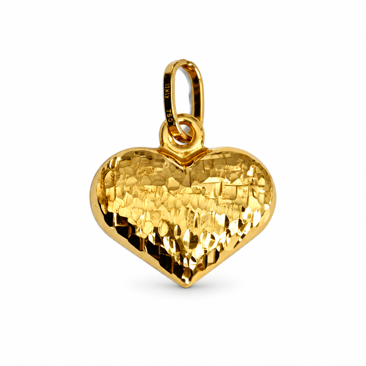 Diamond-Cut Puffy Heart Pendant 1.33gr / 2cm / 18K Italian Gold