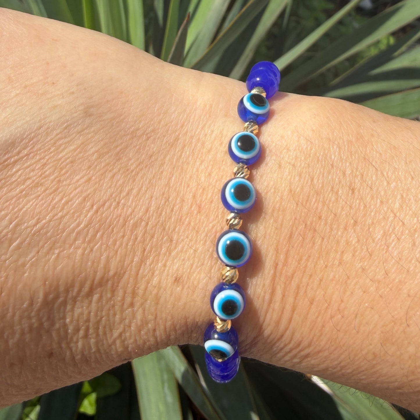 PULSERA ELÁSTICA AZUL CON OJO TURCO