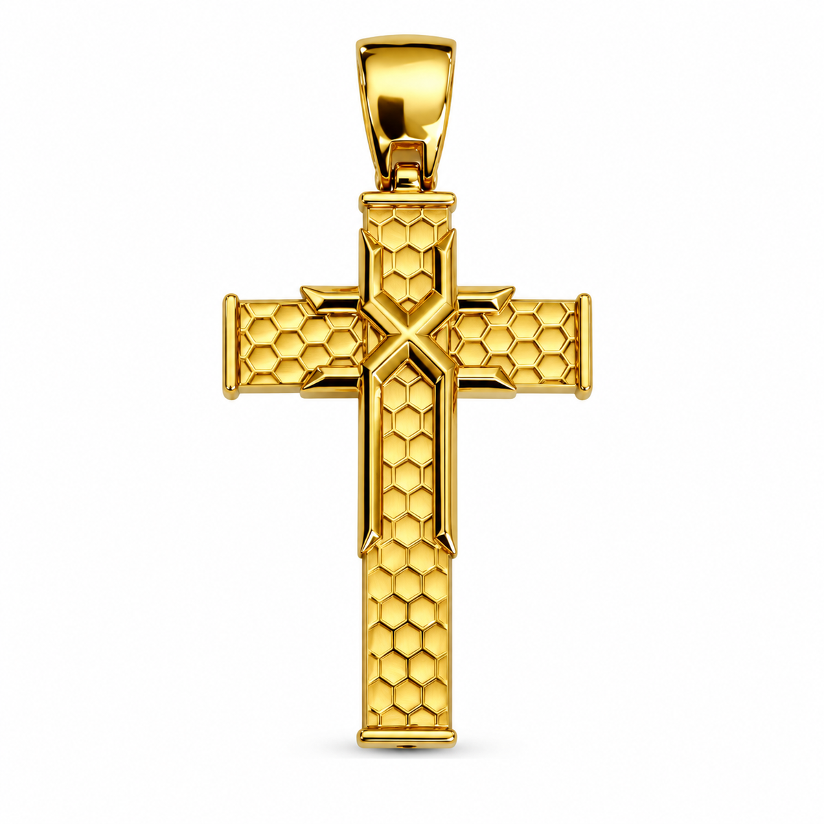 Geometric Honeycomb Cross Pendant
/ 3.58 gr / 4.2cm / 18K Italian Gold