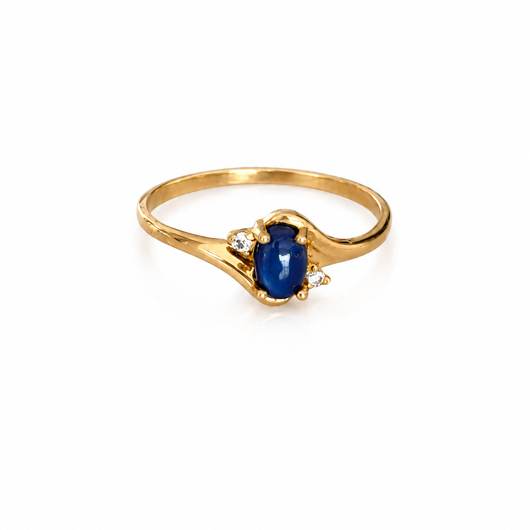 Blue Star Sapphire Ring / 1.45 gr / Size 7 3/4 / 18K Gold