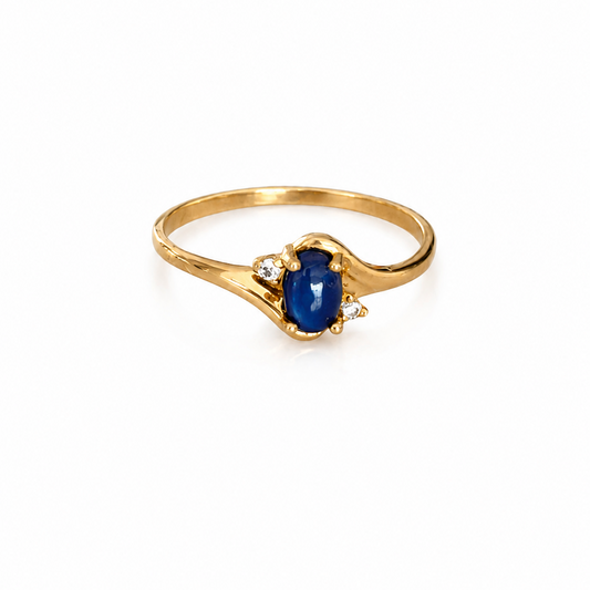 Blue Star Sapphire Ring / 1.45 gr / Size 7 3/4 / 18K Gold