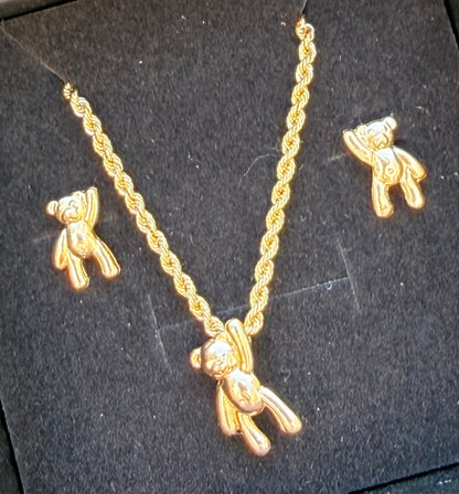 Chain, Pendant & Earrings Set/ 3.18g/ 40cm/ Earrings /0.9 /18K Gold