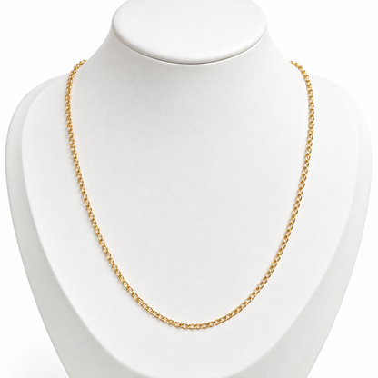 Cadena de Eslabones Cubana Maciza / 6.5 gr / 45 cm / 2 mm / Oro italiano de 18K