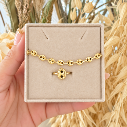 Gucci Bracelet set / Bracelet 4.60gr / 21.5 cm / Ring 1.85/ T6 / 18K National Gold
