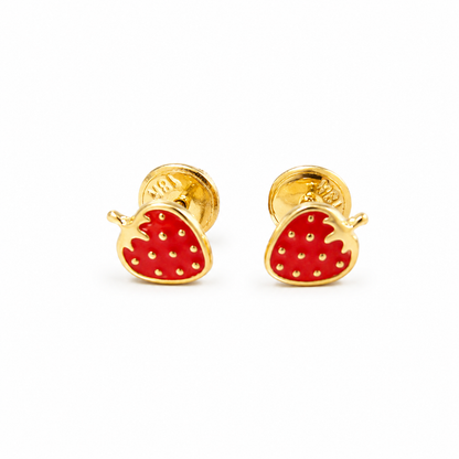 Pendientes de fresa /0,58g / 5mm / oro de 18K